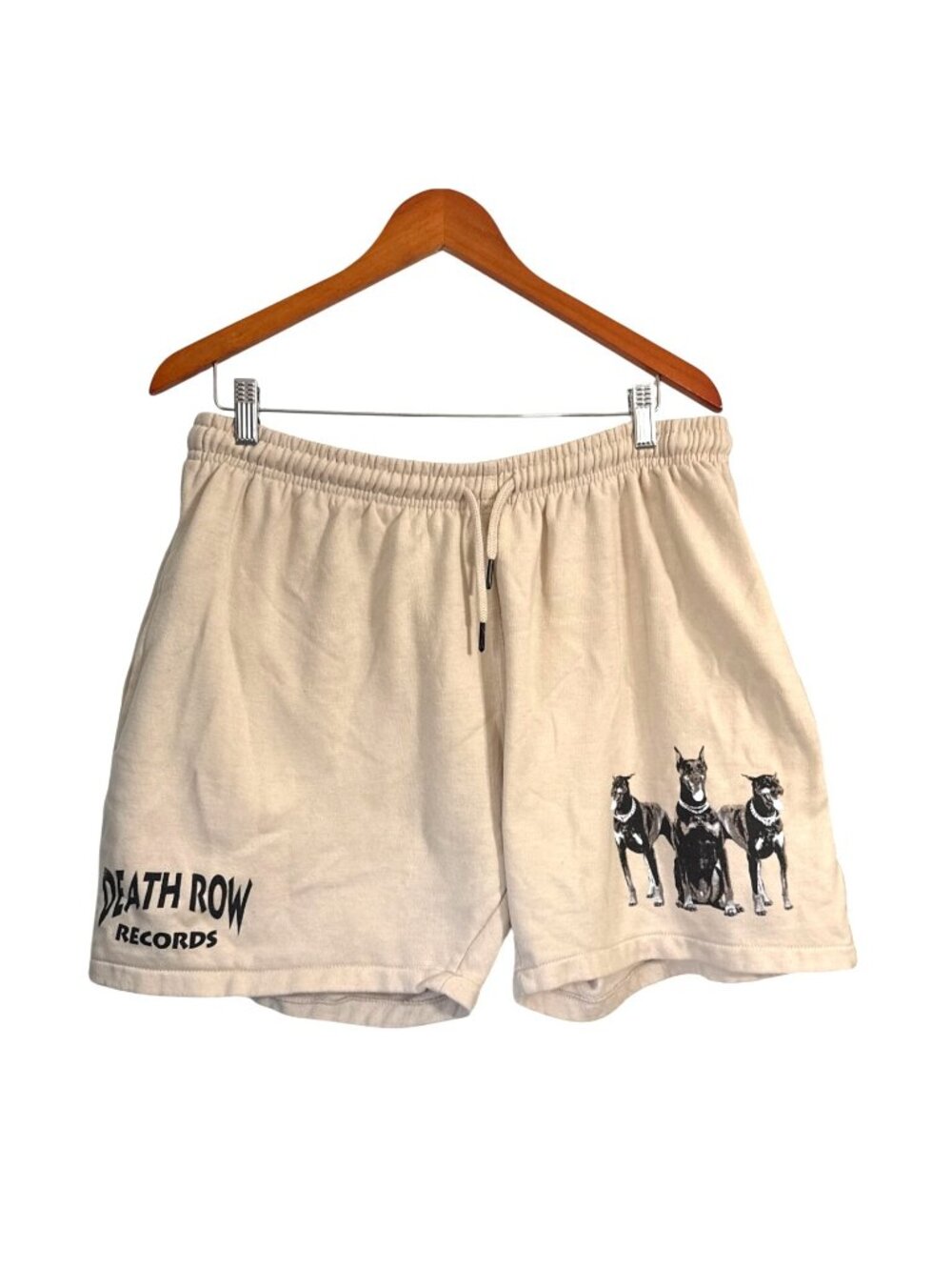 Death Row Records Beige Graphic Sweat Shorts 2XL Cotton/Polyester Mens Casual Lo
